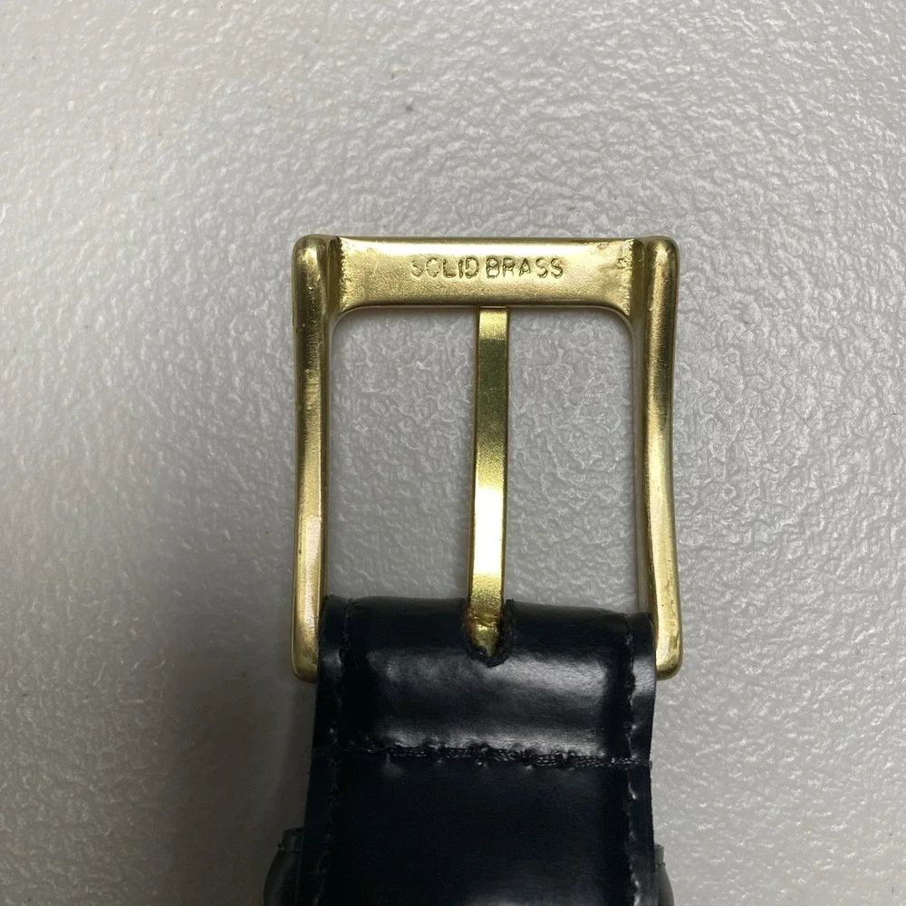 Torino Dress Belt Mens Size 40 European Tanned Cowhide Black Brass Buckle USA
